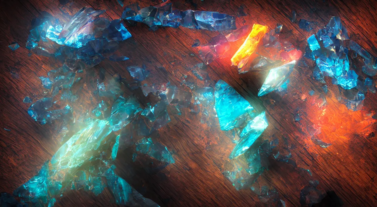 Prompt: Large translucent obsidian shard containing colorful energetic storms sits on a satin cloth on the wooden table, lit by godlight, photorealistic, cinematic, depth of field, award winning, high resolution, intricate details. Rendered with autodesk arnold unreal engine octane render Lumion Blender Maxwell.