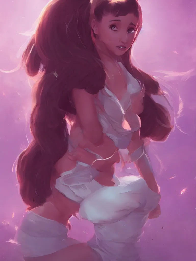 Image similar to ariana grande, digital art by Jordan Grimmer, full body, artstation, highly detailed