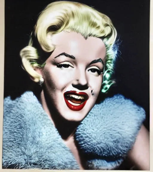 Image similar to 1950 autographed picture of Marilyn Monroe in color