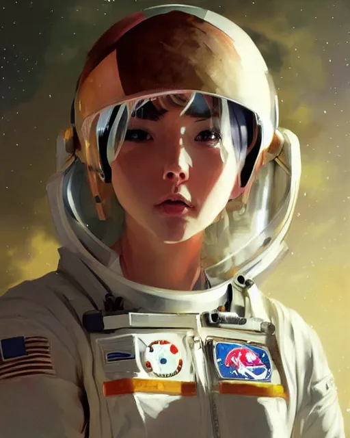 astronaut, girl, anime style, space background, eyeless, stars, lilac  blackhole in background, many ... | imgcreator.zmo.ai