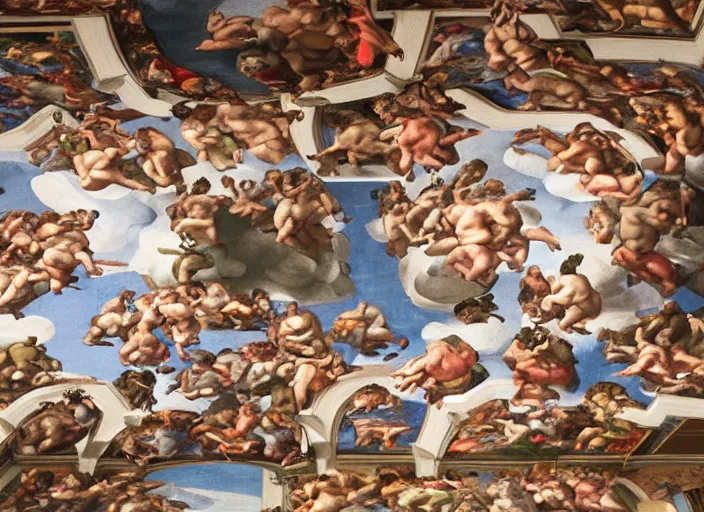 Prompt: Bill Gates painting the Sistine Chapel 4k