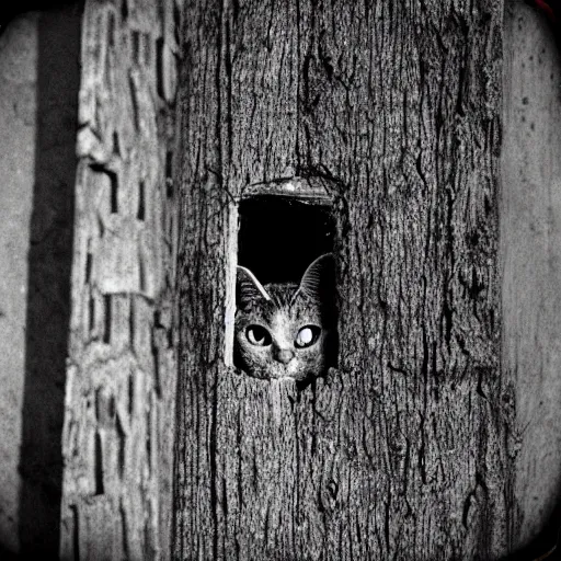 Prompt: The Blair Witch Project photo of cat