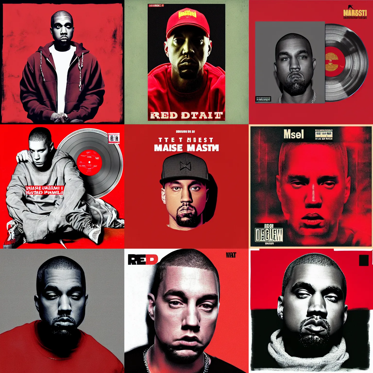 Prompt: eminem album in the style of kanye west, red background, detailed, discogs