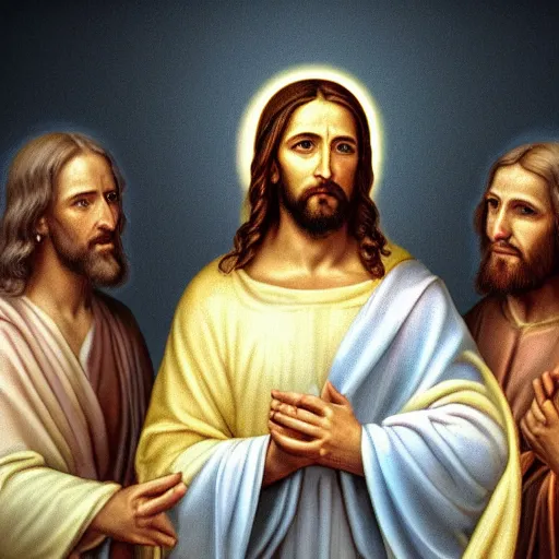 Image similar to A masterpiece ultrarealistic ultradetailed photo of Jesus Christ with his apostles, 4k. cinematic, dramatic