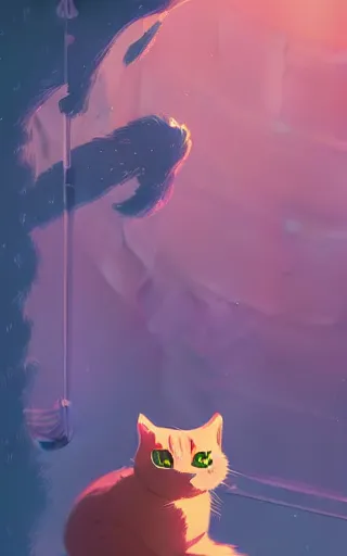 Image similar to cute cat, by victo ngai and andreas rocha and greg rutkowski, trending on artstation, unreal engine, 8 k hd wallpaperjpeg artifact, blur, artfact