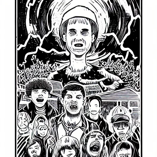 Prompt: mcbess illustration of@one from stranger things