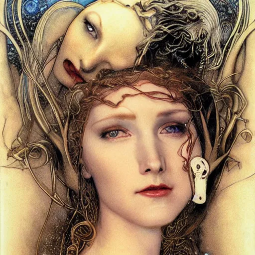 Prompt: realistic detailed face portraits of the creation of eve by gerald moira, ayami kojima, amano, greg hildebrandt, kay nielsen, and mark brooks, female, feminine, art nouveau, victorian, neo - gothic, gothic, character concept design, storybook layout