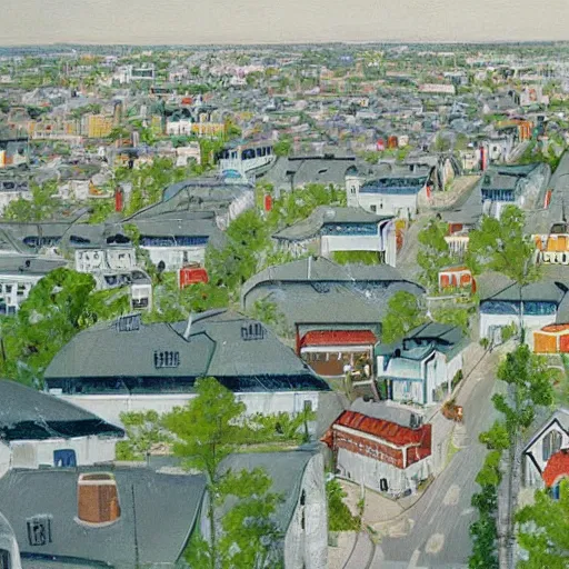 Prompt: “A detailed painting of Russian suburbs by Hayao Miazaki”