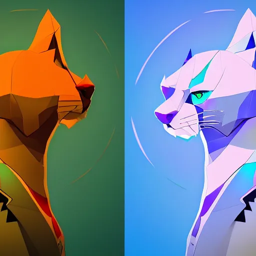 Image similar to aesthetic albino panther fursona portrait, commission of a anthropomorphic lion on fire, fursona wearing stylish clothes, winter armosphere, pastel simple art, low poly