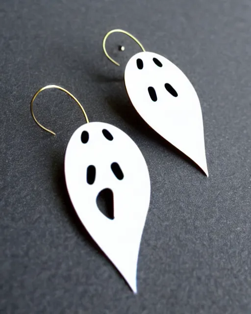 Image similar to cute funny ghost, 2 d lasercut earrings, retro minimalistic clean, concept art, trending on artstation, trending on deviantart