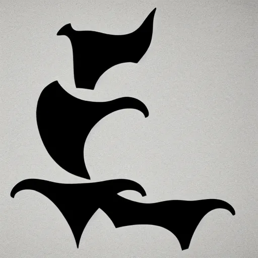 Image similar to tattoo of an upside down question mark that gradually fades into silhouettes of flying bats