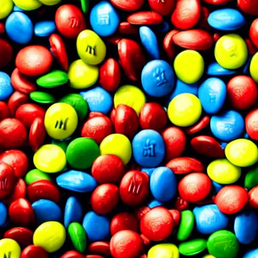 Prompt: a pile of m & m candies forming an image of eminem's face