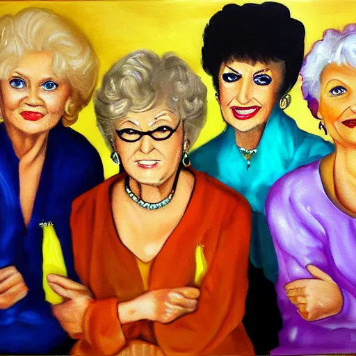 Prompt: The Golden Girls painted by Veermeer