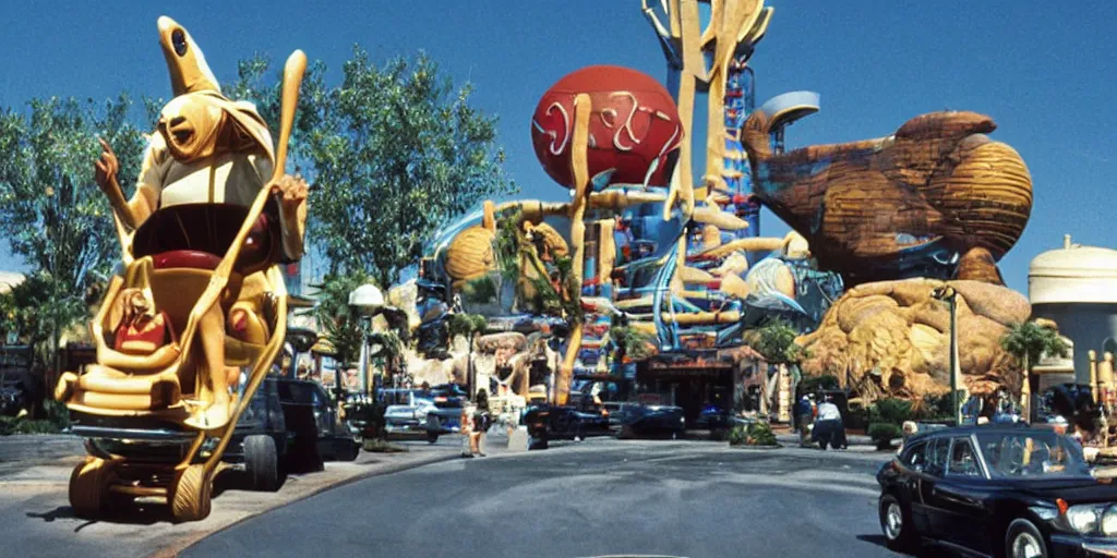 Prompt: 1990s photo of the E.T. ride at Universal Studios in Orlando, Florida, cinematic, UHD