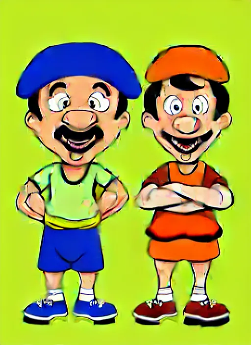 Prompt: cartoon illustration portrait seu ramon seu madruga, el chavo,