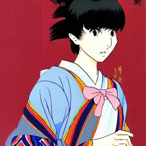 Prompt: a portrait of a girl made by rumiko takahashi ( 1 9 9 0 )