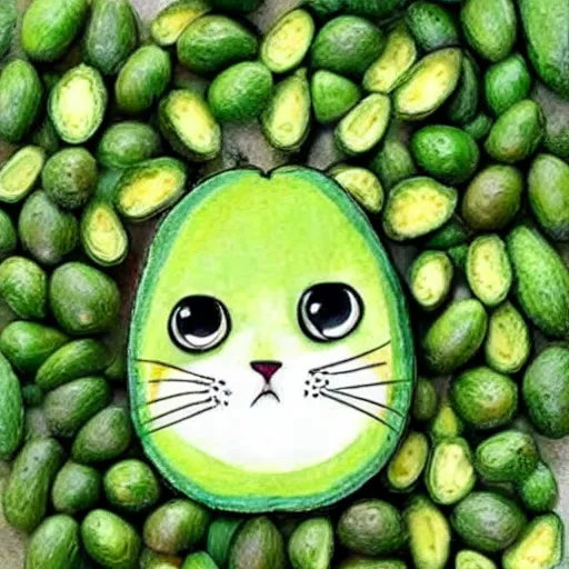 Prompt: cute avocado-cat