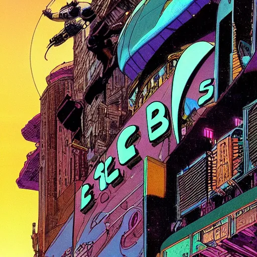 Image similar to Everything bagel. Moebius, cyberpunk, masterpiece