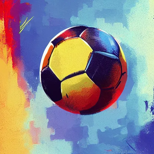 Image similar to detailed illustration of a soccer ball by alena aenami and annato finnstark