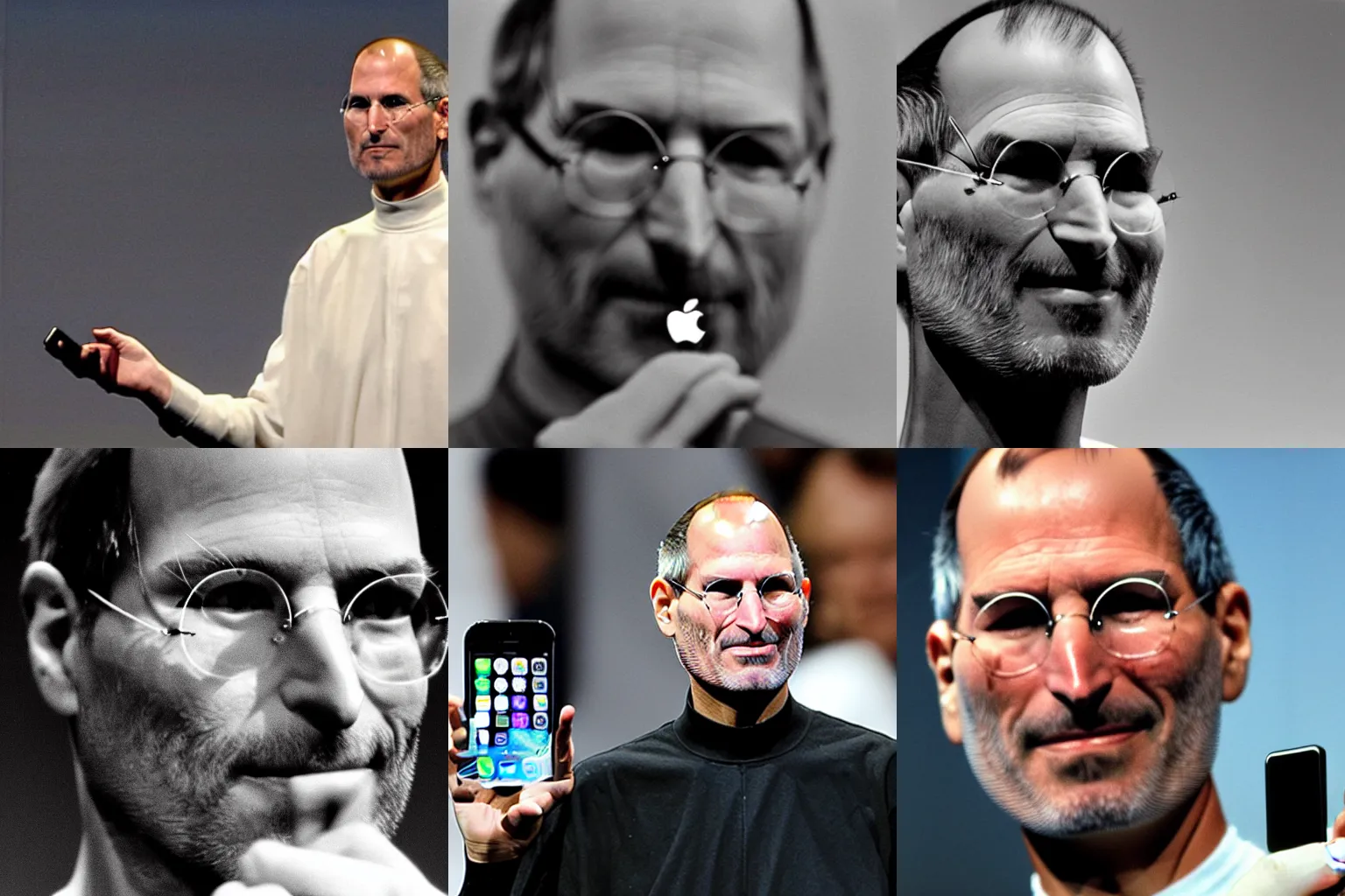 Prompt: Steve jobs looking down from heaven with a new iPhone