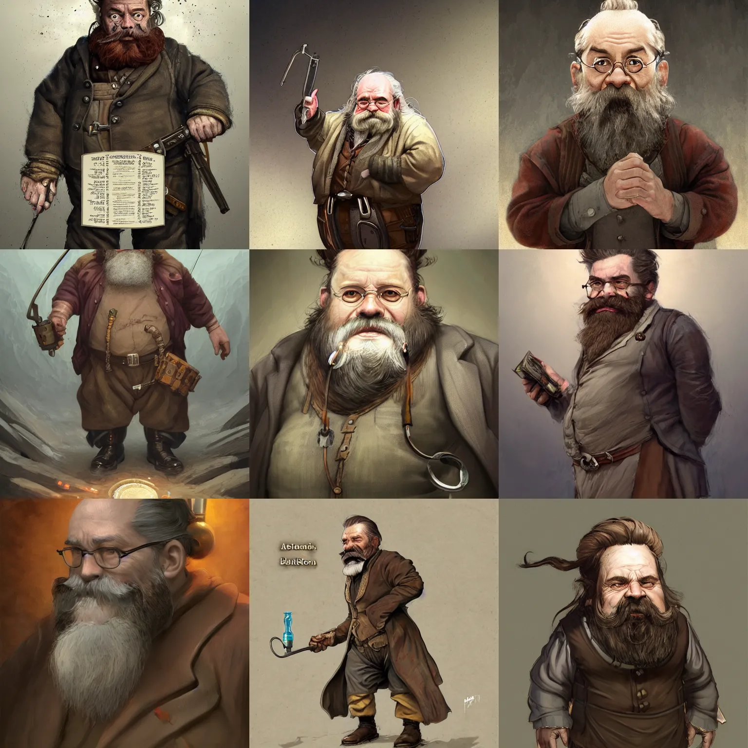 Prompt: dwarf scientist of 1 9 century, oldman with mustach, smuggler, half - life style, character sheet, full body, highly detailed, digital painting, artstation, concept art, smooth, sharp focus, illustration, artstation, art by giger and greg rutkowski and hikari shimoda and edmund blair leighton and charlie bowater