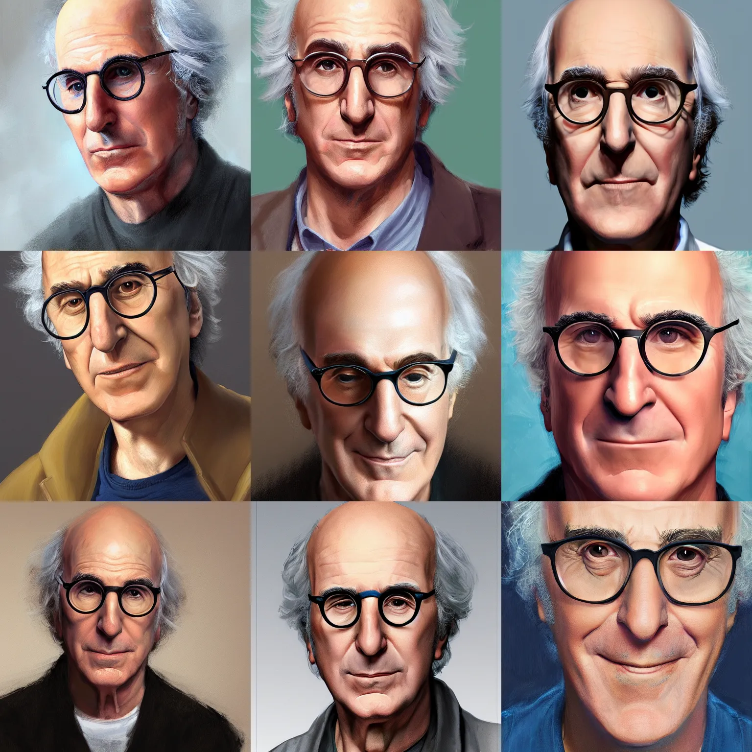 Prompt: a portrait of larry david, very detailed, painterly, artstation, high quality