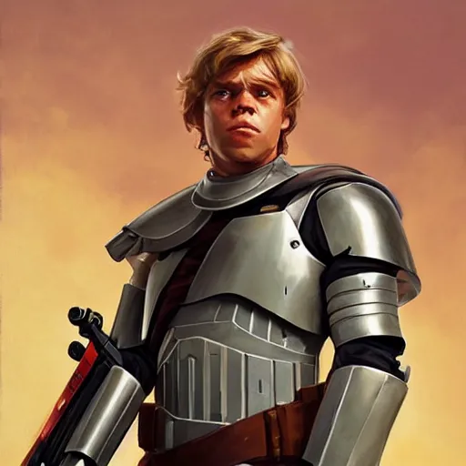 Image similar to greg manchess portrait painting of armored luke skywalker as overwatch character, medium shot, asymmetrical, profile picture, organic painting, sunny day, matte painting, bold shapes, hard edges, street art, trending on artstation, by huang guangjian and gil elvgren and sachin teng