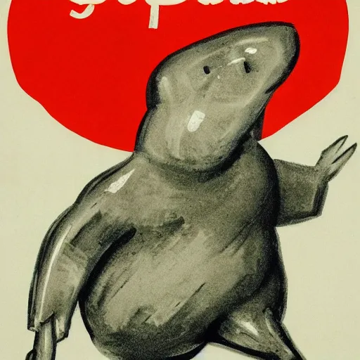 Image similar to one uncooked potato as soviet union communist propaganda poster