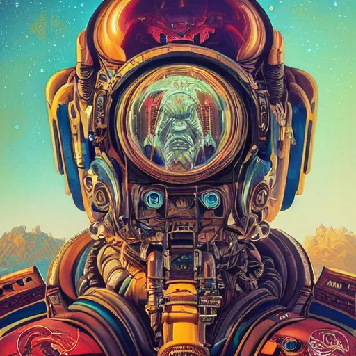 Image similar to high quality high detail biomechanical portrait of diesel punk in an alien world, metroid head, mekka, tristan eaton, victo ngai, artgerm, rhads, ross draws, hyperrealism, intricate detailed, alphonse mucha, 8 k, sci - fi, pastel colors, artstation,