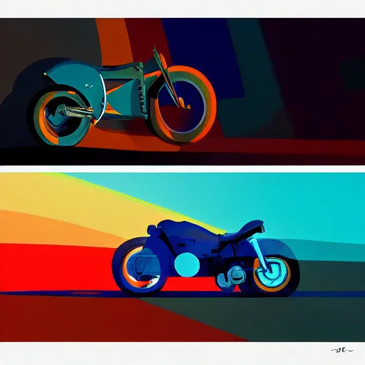 Image similar to 🌈 abstract concept motorcycle by atey ghailan and edward hopper