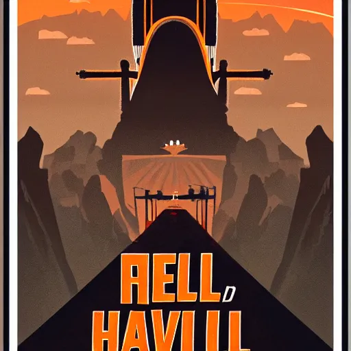 Prompt: vintage travel poster for hell, artstation,