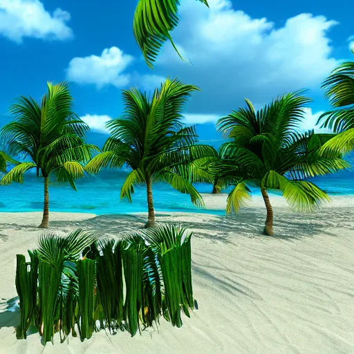 Image similar to a tropical beach #film and rendered in unreal engine