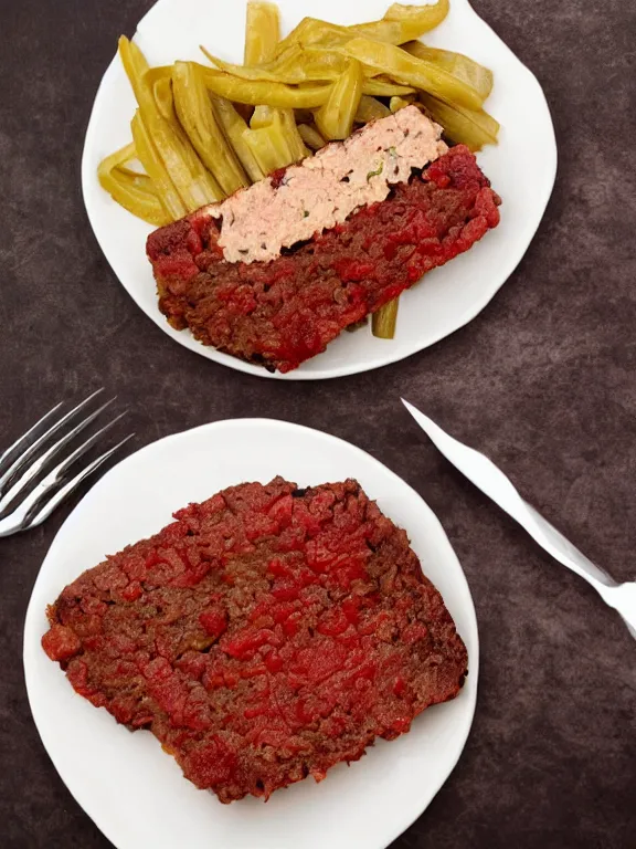 Prompt: meatload the musician eating a plate of meatloaf