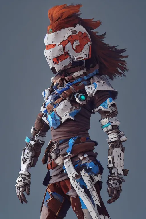 Image similar to combination suit armor aloy horizon forbidden west horizon zero dawn robot ninja mask helmet backpack tribal, aesthetic octane render, 8 k hd resolution, by ilya kuvshinov and cushart krentz and gilleard james radiating a glowing aura cgi rtx 2 0 2 2