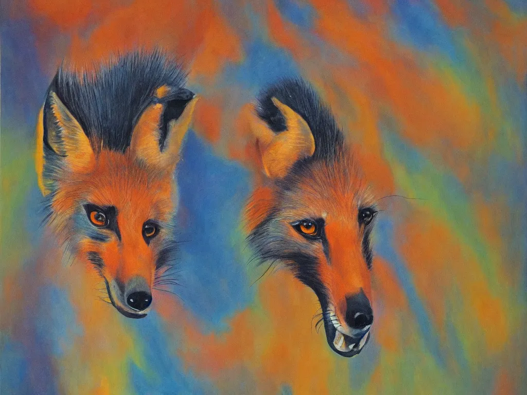 Prompt: Maned wolf. Painting by Georgia O'Keefe