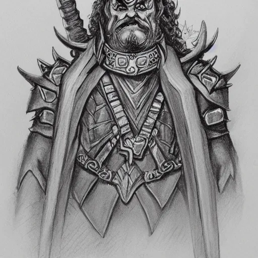 Image similar to chaos dwarf smith from warhammer fantasy : : head and torso portrait drawing