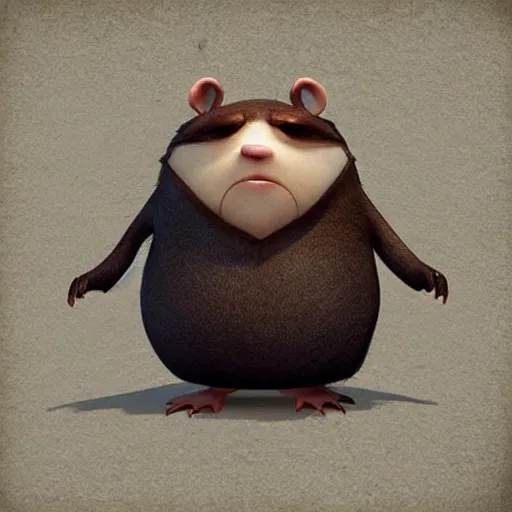 Image similar to character design of cute mole, cartoon style ， by movie fantastic beasts and where to find them