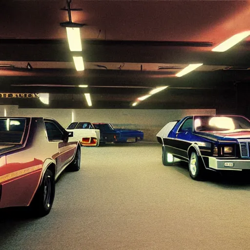 Prompt: 1980 Grand National GNX GTO, inside of an auto dealership, ektachrome photograph, volumetric lighting, f8 aperture, cinematic Eastman 5384 film