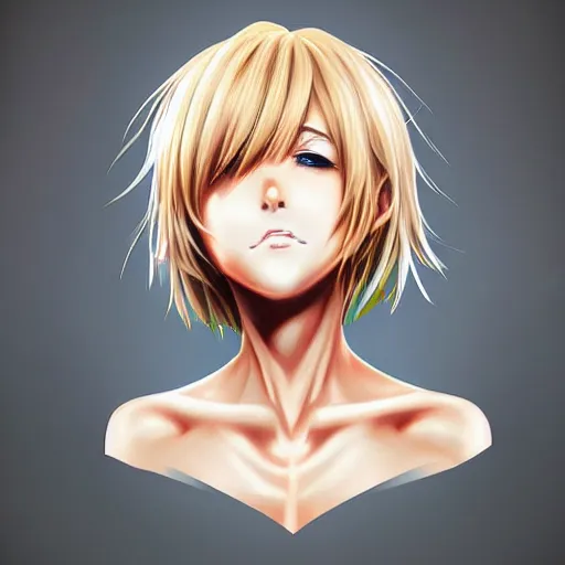 Image similar to portrait of a blond anime character ultra realistic painting