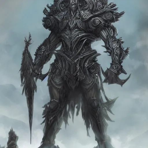 Prompt: a highly detailed portrait of a epic massive fantasy giant elden god standing ominously in a field concept art