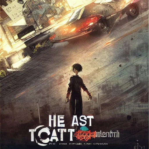 Prompt: The Last Car, game poster printed on playstation 2 video game box , Artwork by Akihiko Yoshida, cinematic composition