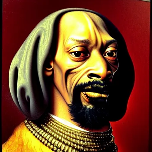 Prompt: high quality celebrity portrait of snoop dog painted by the old dutch masters, rembrandt, hieronymous bosch, frans hals