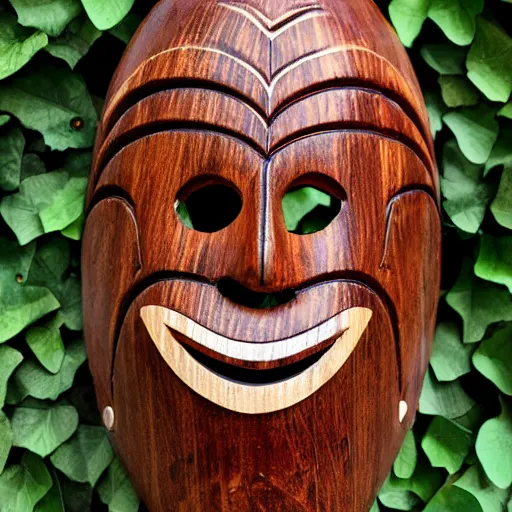 Prompt: spiral motif wooden mask