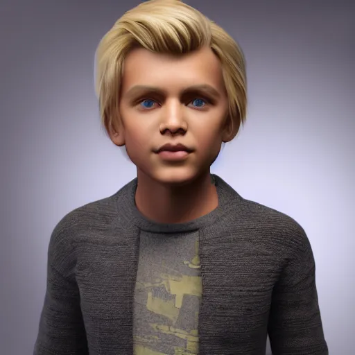 Prompt: full body unreal engine 5 render of a blonde boy with a highly detailed face