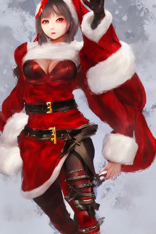 Prompt: a blade and soul concept art of female character dressing like a Santa Claus on a render by the artist Hyung tae Kim , santa claus costumes, Jiyun Chae, Joe Madureira, trending on Artstation by Hyung tae Kim, artbook, Stanley Artgerm Lau, WLOP, Rossdraws