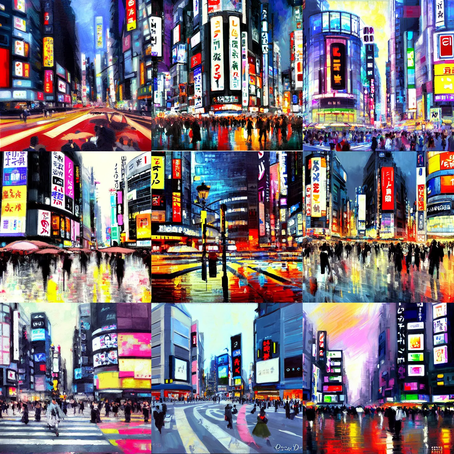 Prompt: Shibuya 2048, elegant, stylized, impressionist painting