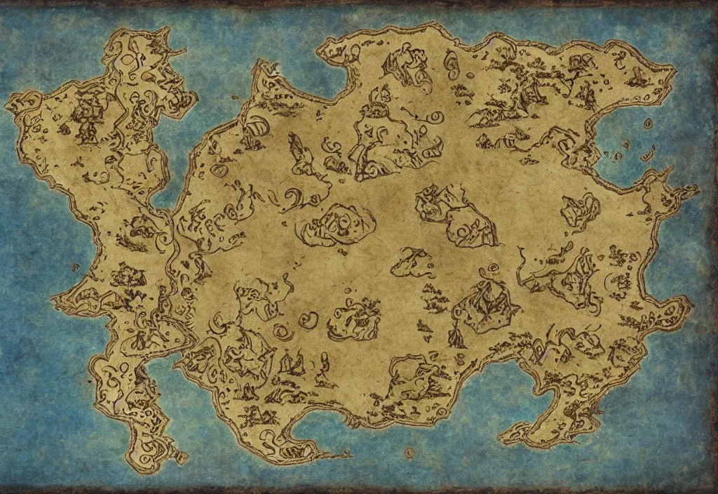Prompt: detailed treasure map | high fantasy | by giotto