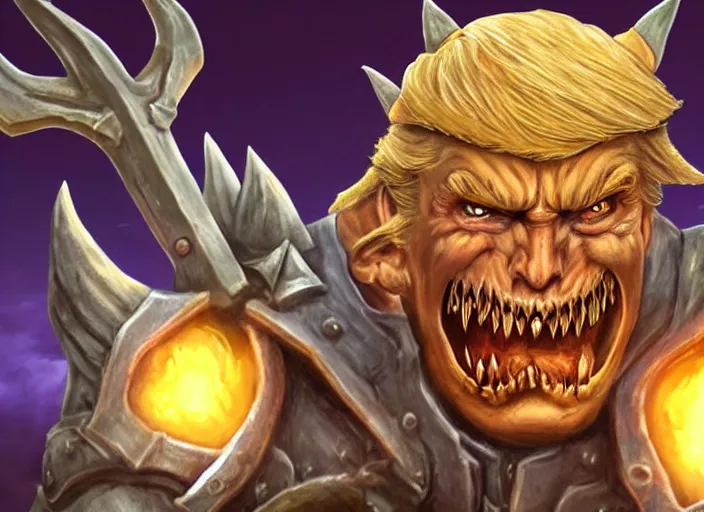 Image similar to donald trump as demon in world of warcraft