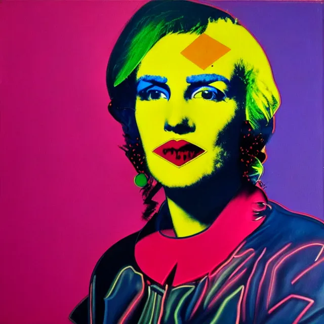 Prompt: a beautiful painting cyberpunk jibaro, by andy warhol realistic oil painting