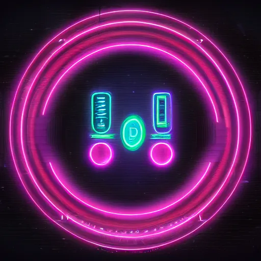 Image similar to scifi neon logo for a music producer, digital 3 d, black background, trending on artstation